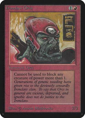 Ironclaw Orcs card from Alpha Edition