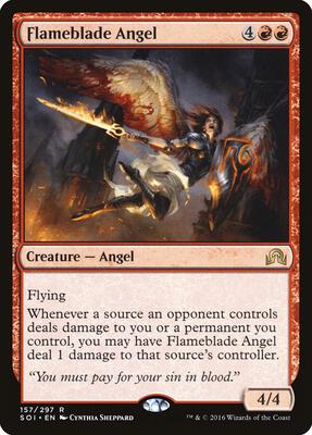 Flameblade Angel card from Shadows over Innistrad