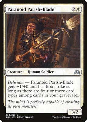 Paranoid Parish-Blade card from Shadows over Innistrad