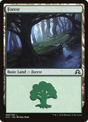 Forest (296) card from Shadows over Innistrad