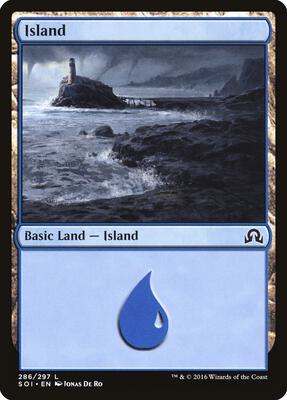 Island (286) card from Shadows over Innistrad
