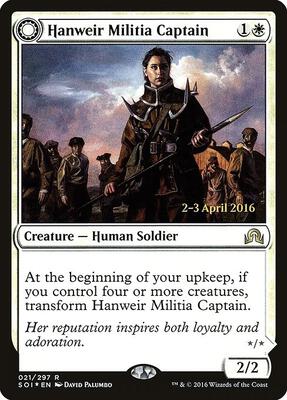 Hanweir Militia Captain card from Prerelease Cards