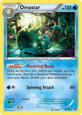 Omastar card from XY - Fates Collide