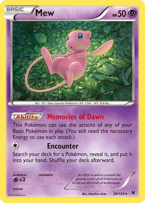 Mew card from XY - Fates Collide