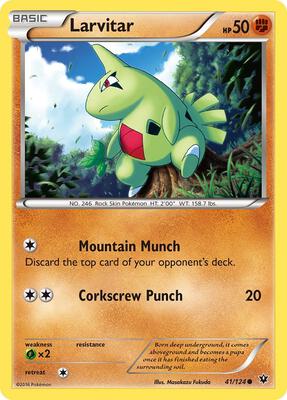 Larvitar (41) card from XY - Fates Collide