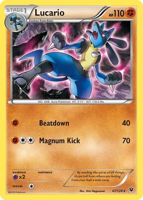 Lucario (47) card from XY - Fates Collide
