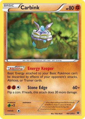 Carbink (49) card from XY - Fates Collide
