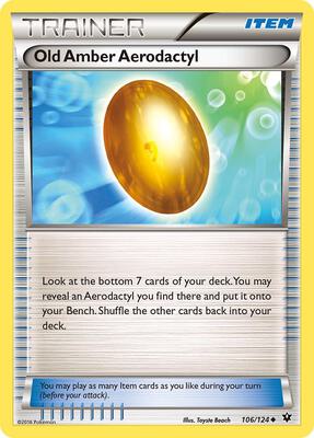 Old Amber Aerodactyl card from XY - Fates Collide