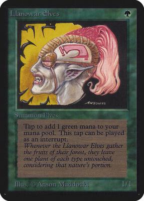 Llanowar Elves card from Alpha Edition