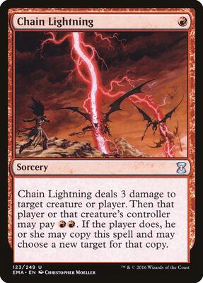 Chain Lightning card from Eternal Masters