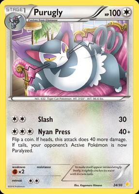 Purugly (24) card from XY Trainer Kit: Pikachu Libre & Suicune