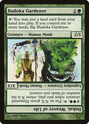 Budoka Gardener // Dokai, Weaver of Life card from Champions of Kamigawa