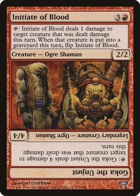 Initiate of Blood // Goka the Unjust card from Champions of Kamigawa
