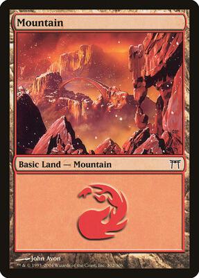 Mountain (302) card from Champions of Kamigawa