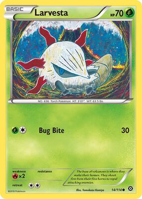 Larvesta card from XY - Steam Siege