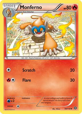Monferno card from XY - Steam Siege