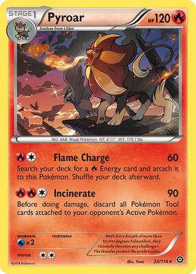Pyroar card from XY - Steam Siege