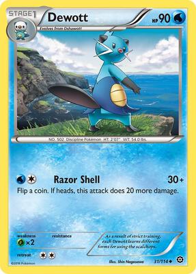 Dewott card from XY - Steam Siege