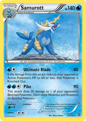 Samurott card from XY - Steam Siege