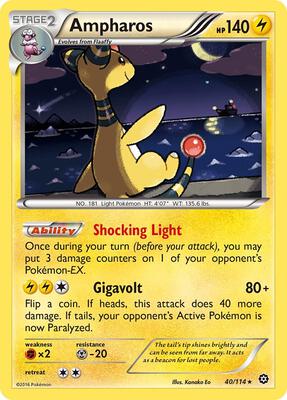 Ampharos card from XY - Steam Siege