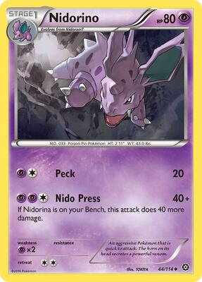 Nidorino card from XY - Steam Siege