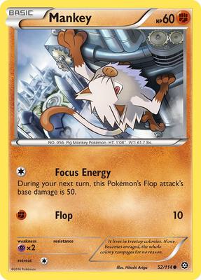 Mankey card from XY - Steam Siege