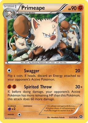 Primeape card from XY - Steam Siege