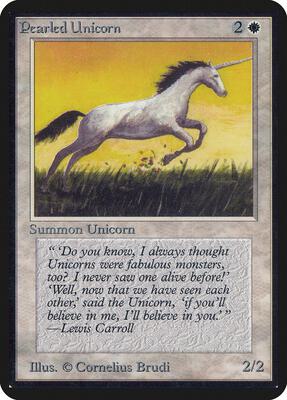 Pearled Unicorn card from Alpha Edition
