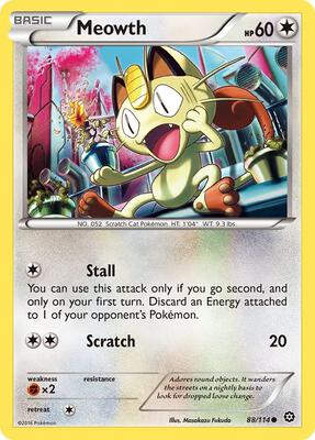 Meowth card from XY - Steam Siege