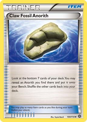 Claw Fossil Anorith card from XY - Steam Siege