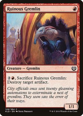 Ruinous Gremlin card from Kaladesh