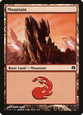 Mountain (74) card from Duel Decks: Heroes vs. Monsters