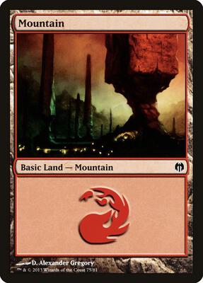 Mountain (75) card from Duel Decks: Heroes vs. Monsters
