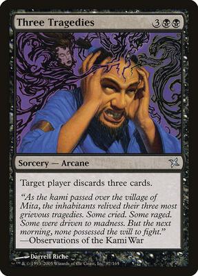 Three Tragedies card from Betrayers of Kamigawa