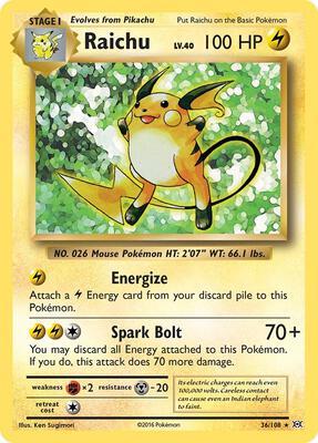 Raichu card from XY - Evolutions