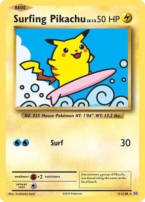 Surfing Pikachu card from XY - Evolutions