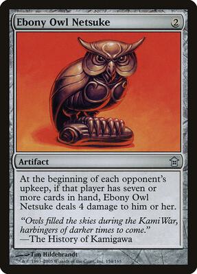 Ebony Owl Netsuke card from Saviors of Kamigawa