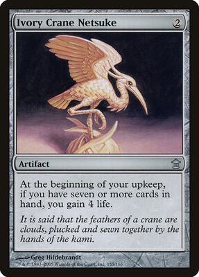 Ivory Crane Netsuke card from Saviors of Kamigawa
