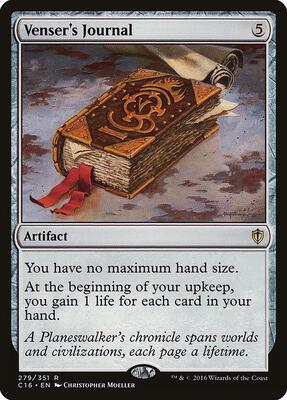 Venser's Journal card from Commander 2016