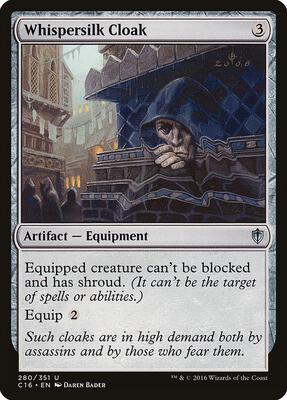 Whispersilk Cloak card from Commander 2016