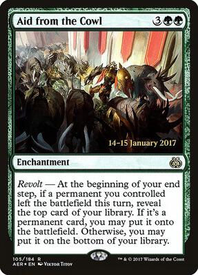 Aid from the Cowl card from Prerelease Cards