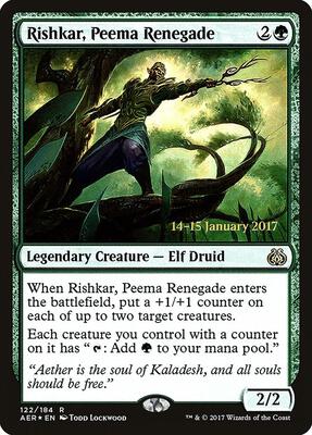 Rishkar, Peema Renegade card from Prerelease Cards