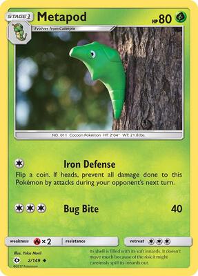 Metapod card from SM Base Set