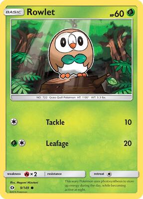 Rowlet card from SM Base Set