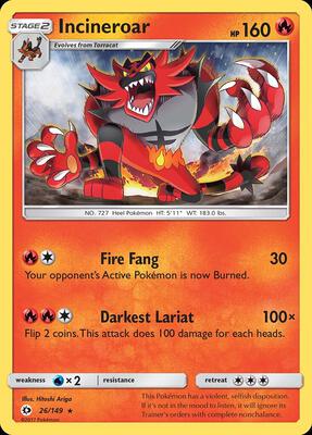 Incineroar card from SM Base Set