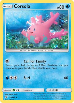 Corsola card from SM Base Set