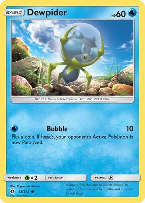 Dewpider card from SM Base Set