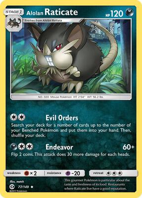 Alolan Raticate card from SM Base Set