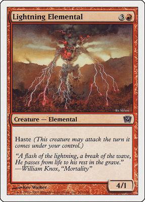 Lightning Elemental card from 9th Edition