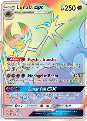 Lunala GX (Secret) card from SM Base Set